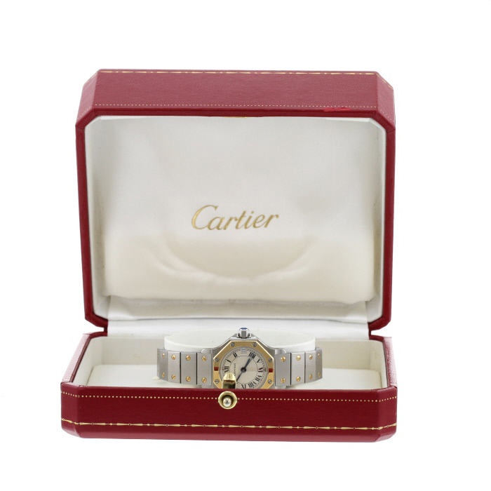 Montre Cartier Santos Octogonale en or et acier Ref :  41620 Vers  1990 - Detail D2