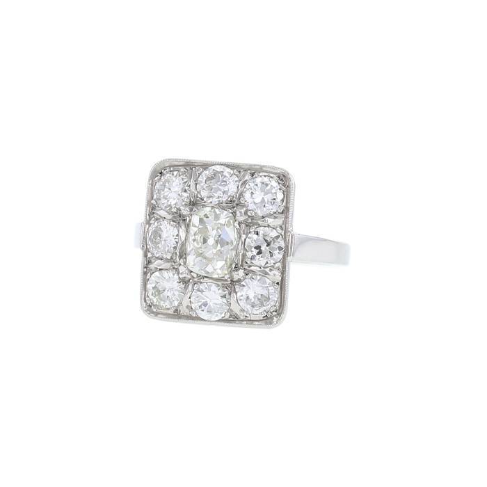 Anello Vintage in platino,  oro bianco e diamanti