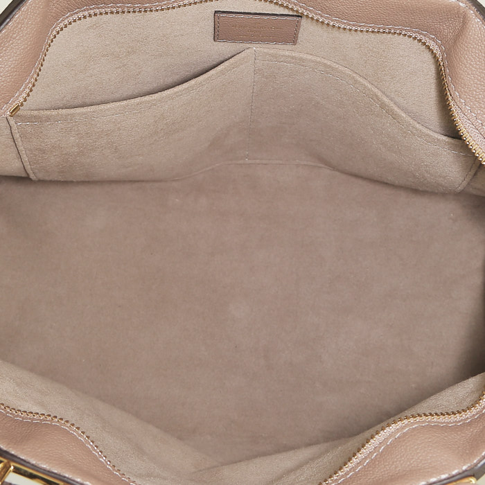 Louis Vuitton handbag in beige grained leather and natural python - Detail D3