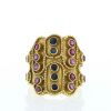 Zolotas ring in yellow gold,  sapphires and ruby - 360 thumbnail