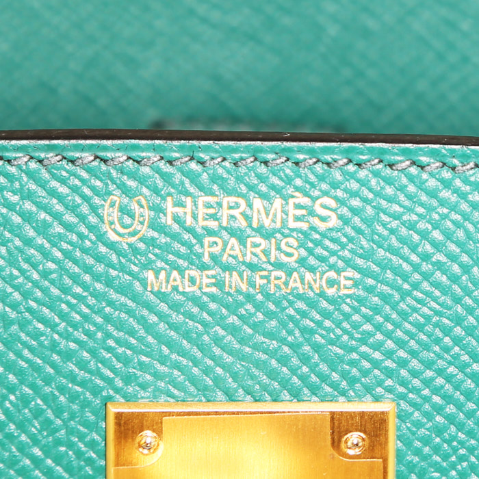 Borsa Hermès  Birkin 40 cm in pelle Epsom bicolore verde e verde scuro - Detail D3