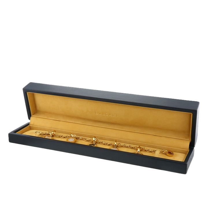 Bracelet Bulgari Bulgari Bulgari en or jaune,  diamants et onyx Bracelet Bulgari Bulgari Bulgari en or jaune,  diamants et onyx