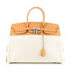 Hermes Birkin 35 cm Fray Fray handbag in beige canvas and Sésame beige leather - 360 thumbnail