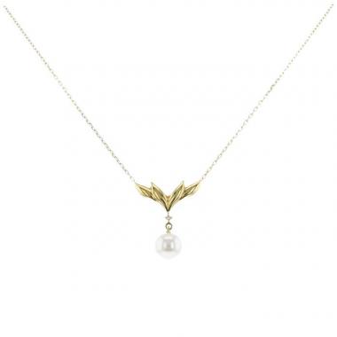 Collar Mikimoto  de oro amarillo, perla cultivada y diamante