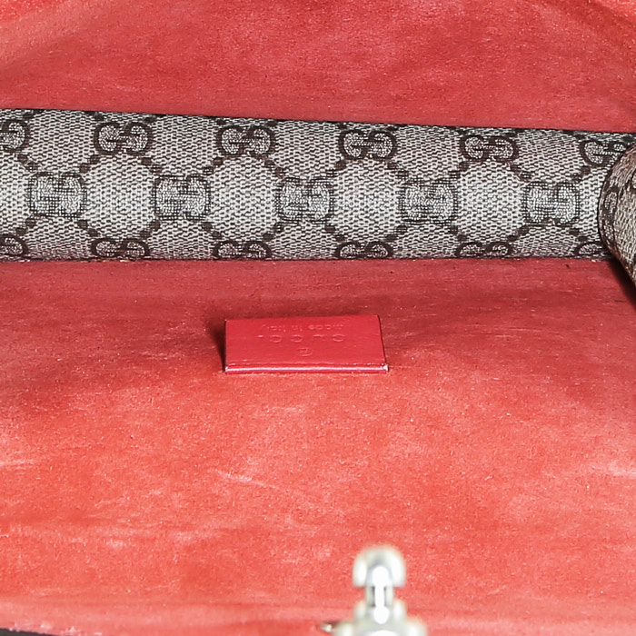 Borsa a tracolla Gucci Dionysus modello piccolo in tela monogram beige e tessuto scamosciato rosso - Detail D3