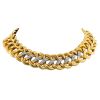 Half-articulated Vintage linked necklace in yellow gold,  white gold and diamonds - 00pp thumbnail