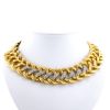 Half-articulated Vintage linked necklace in yellow gold,  white gold and diamonds - 360 thumbnail