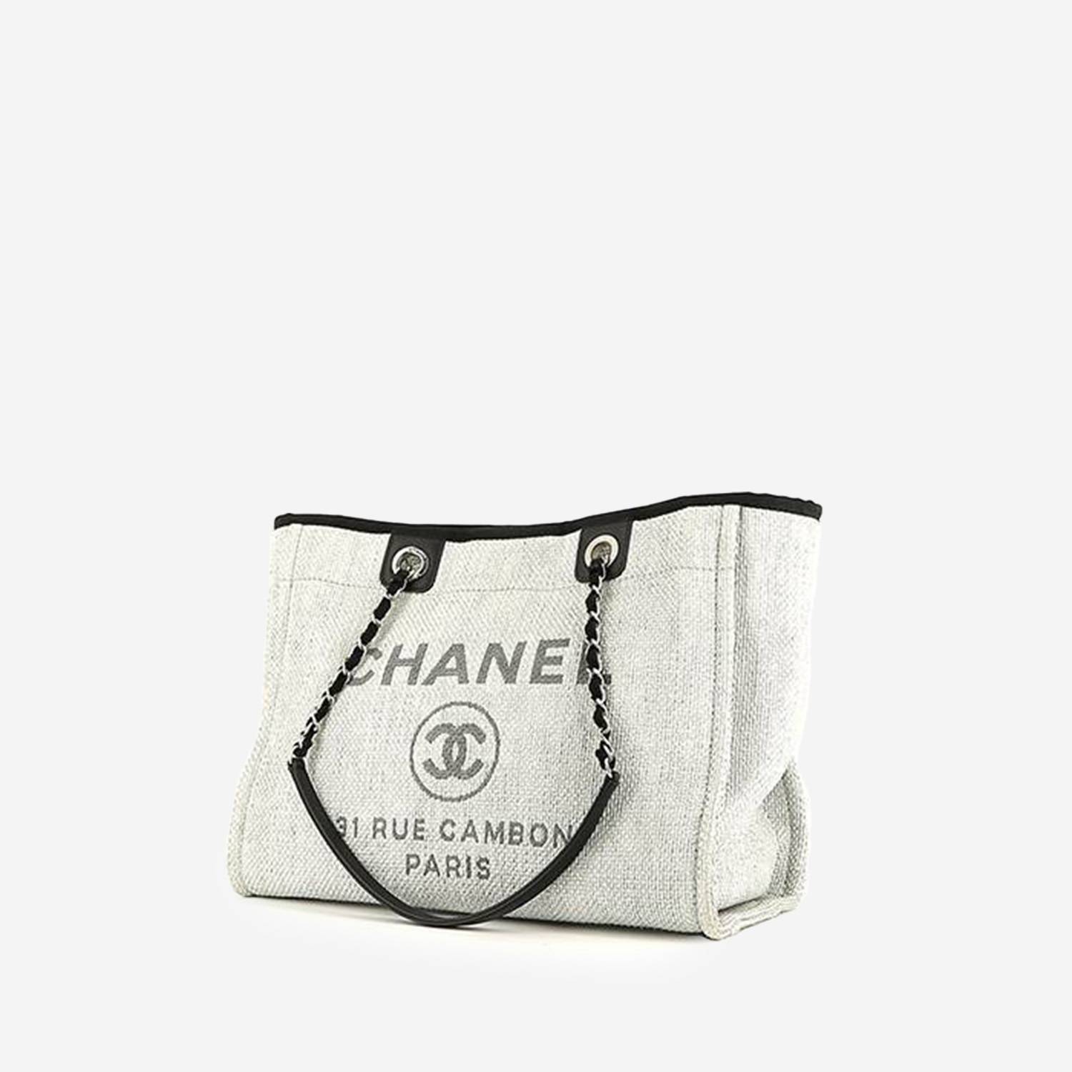 Bolso Cabás Chanel  Deauville en lona gris y cuero negro