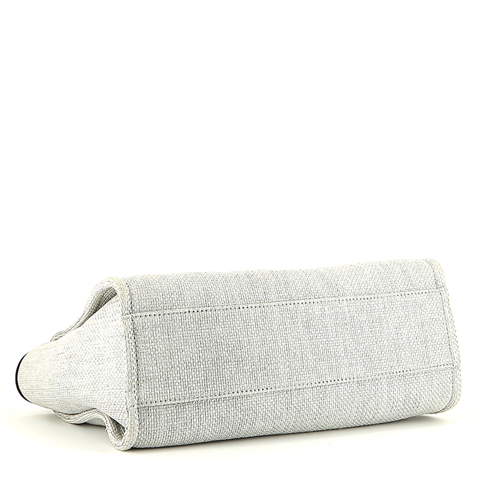 Chanel  Deauville shopping bag  in grey canvas  and black leather - Detail D4