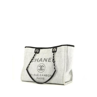 Bolso Cabás Chanel  Deauville en lona gris y cuero negro