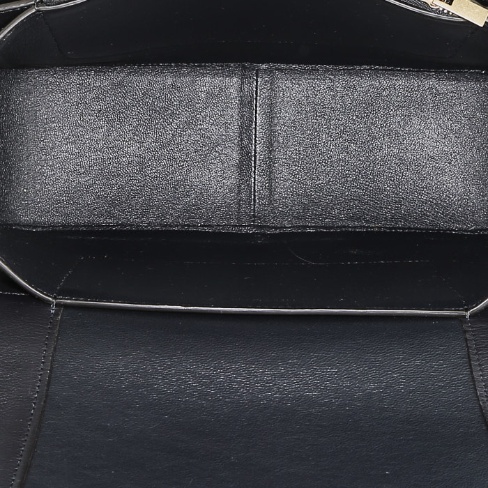 Celine Frame handbag in navy blue and burgundy leather - Detail D2