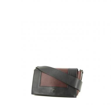 Bolso de mano Celine Frame en cuero azul marino y color burdeos