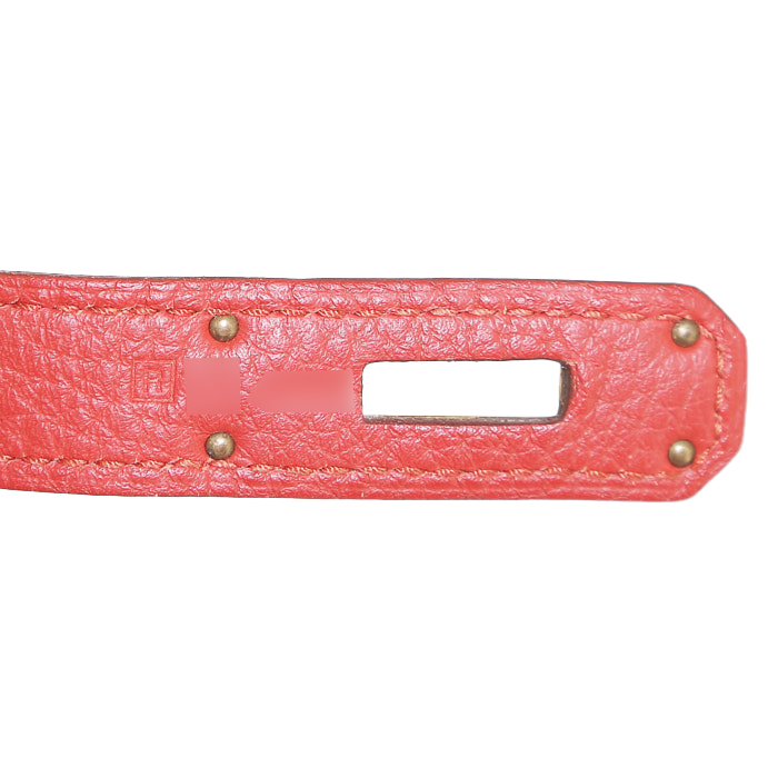 Hermes Birkin 35 cm handbag in red togo leather - Detail D4