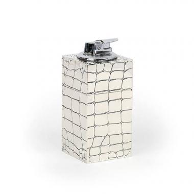 Christian Dior, “Crocodile skin” great table lighter, in silvered metal, opening on a cigarettes box, signed, of the end of the 1970's