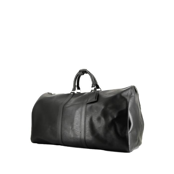 Borsa da viaggio Louis Vuitton Keepall 55 cm in pelle nera