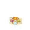 Half-articulated Bulgari Allegra ring in yellow gold,  diamonds and colored stones - 360 thumbnail
