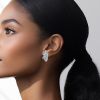 Vintage earrings for non pierced ears in platinium,  14k white gold and diamonds - Detail D1 thumbnail