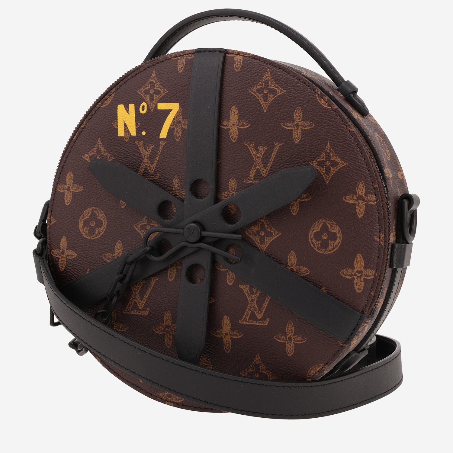 Louis Vuitton Edition Limitée Wheel Box bag in brown monogram canvas and black leather