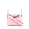 Hermes Lindy mini shoulder bag in pink leather taurillon clémence - 360 thumbnail