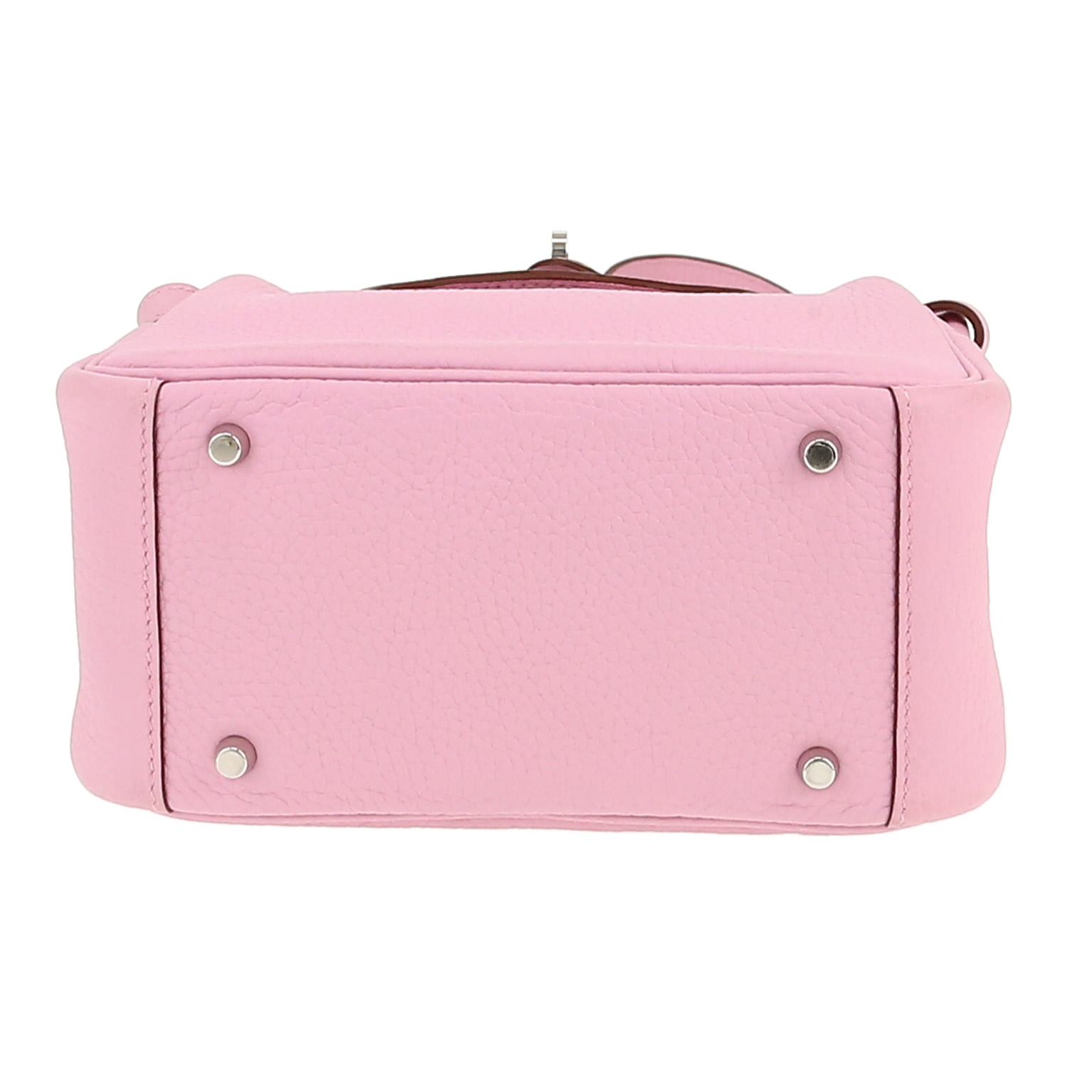 Sac bandoulière Hermes Lindy mini en cuir taurillon clémence rose - Detail D1