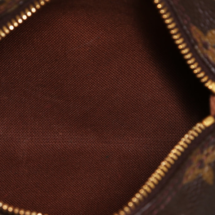 Bolso de mano Louis Vuitton  Speedy BB mini  en lona Monogram y cuero natural - Detail D2