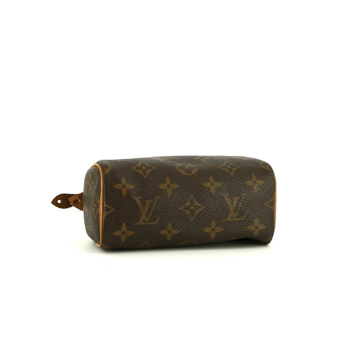 Louis Vuitton  Speedy BB mini  handbag  monogram canvas  and natural leather - Detail D4