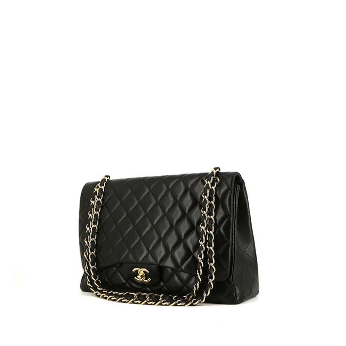CHANEL maxi jumbo bag in pearl grey quilted leather - VALOIS