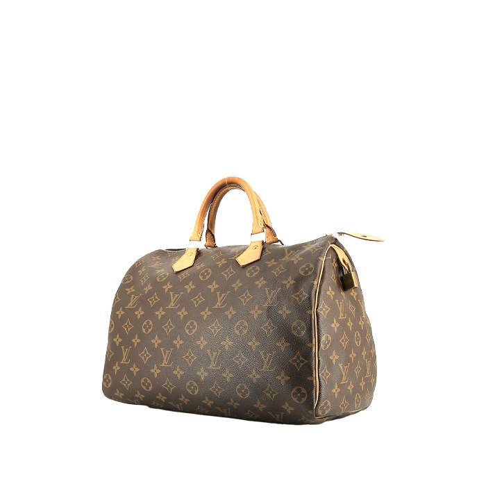 Louis Vuitton  Speedy 35 handbag  in brown monogram canvas  and natural leather - 00pp