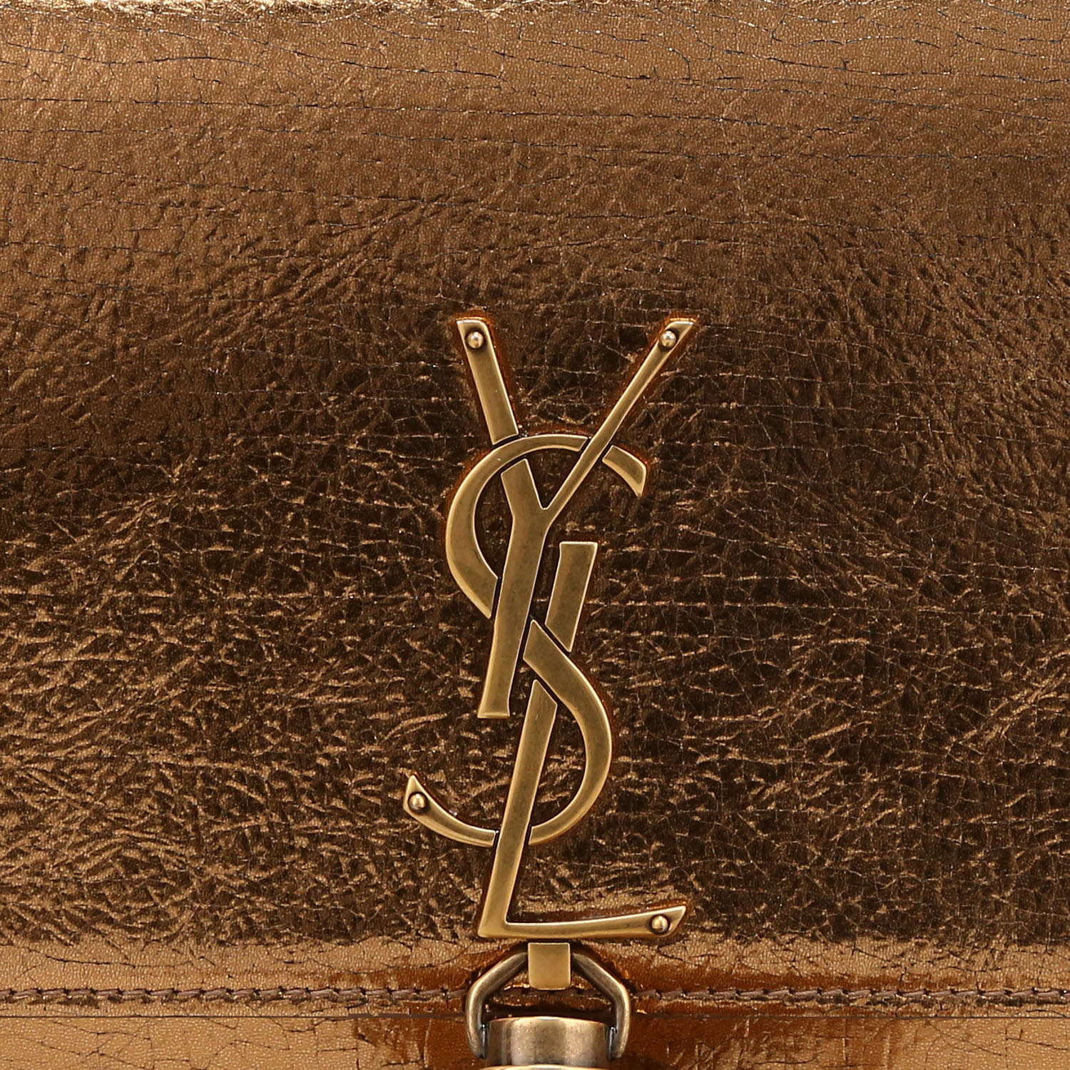 Borsa a tracolla Saint Laurent  Kate Pompon in pelle bronzo - Detail D1