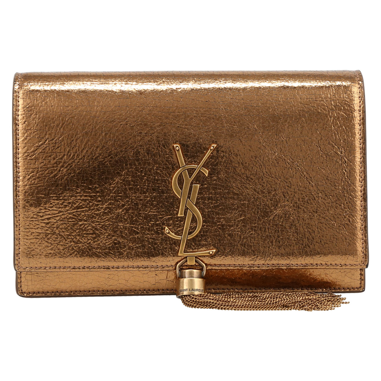 Borsa a tracolla Saint Laurent  Kate Pompon in pelle bronzo - Detail D2