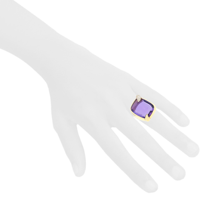 Pomellato Ritratto ring in pink gold, amethyst and diamonds - Detail D1