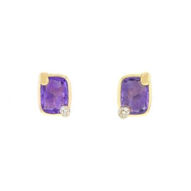 Paire de clips d'oreilles Pomellato Ritratto en or rose,  améthyste et diamants