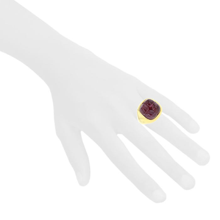 Pomellato Mosaique ring in yellow gold and tourmaline - Detail D1