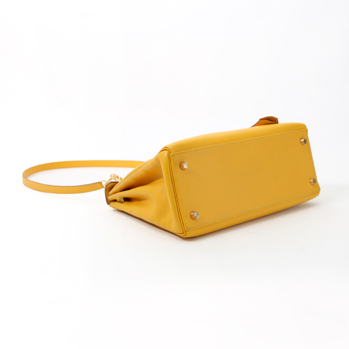 Borsa Hermès  Kelly 28 cm in pelle Courchevel Jaune d'Or - Detail D7