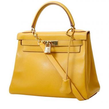 Sold at Auction: Hermes Vintage Yellow Epsom Leather Bolide 31