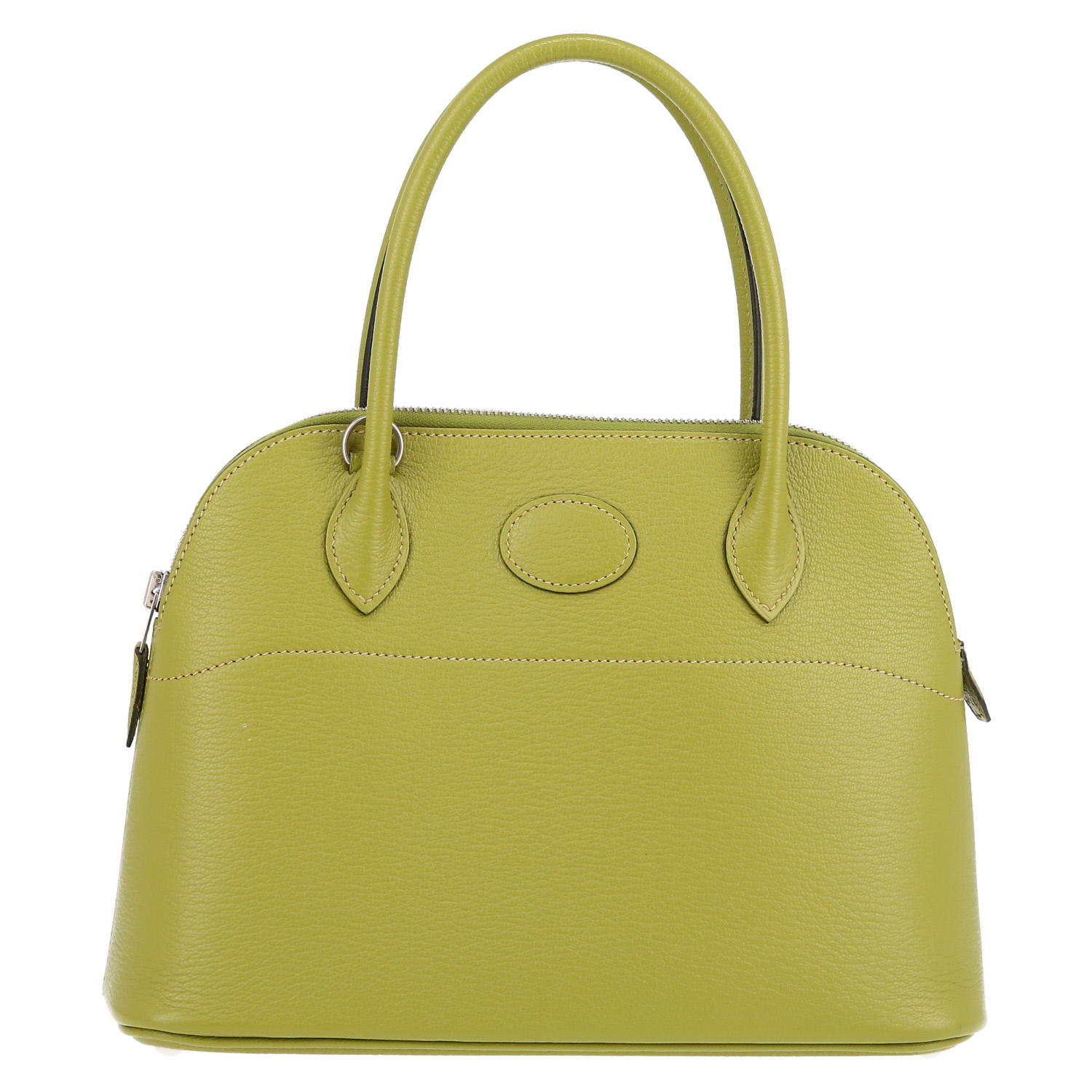 Sac bandoulière Hermès Bolide 27 cm en chevre vert-anis - Detail D2