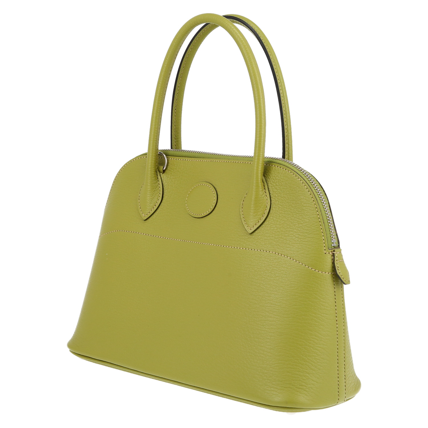 Sac bandoulière Hermès Bolide 25 cm en chevre vert-anis - Detail D3