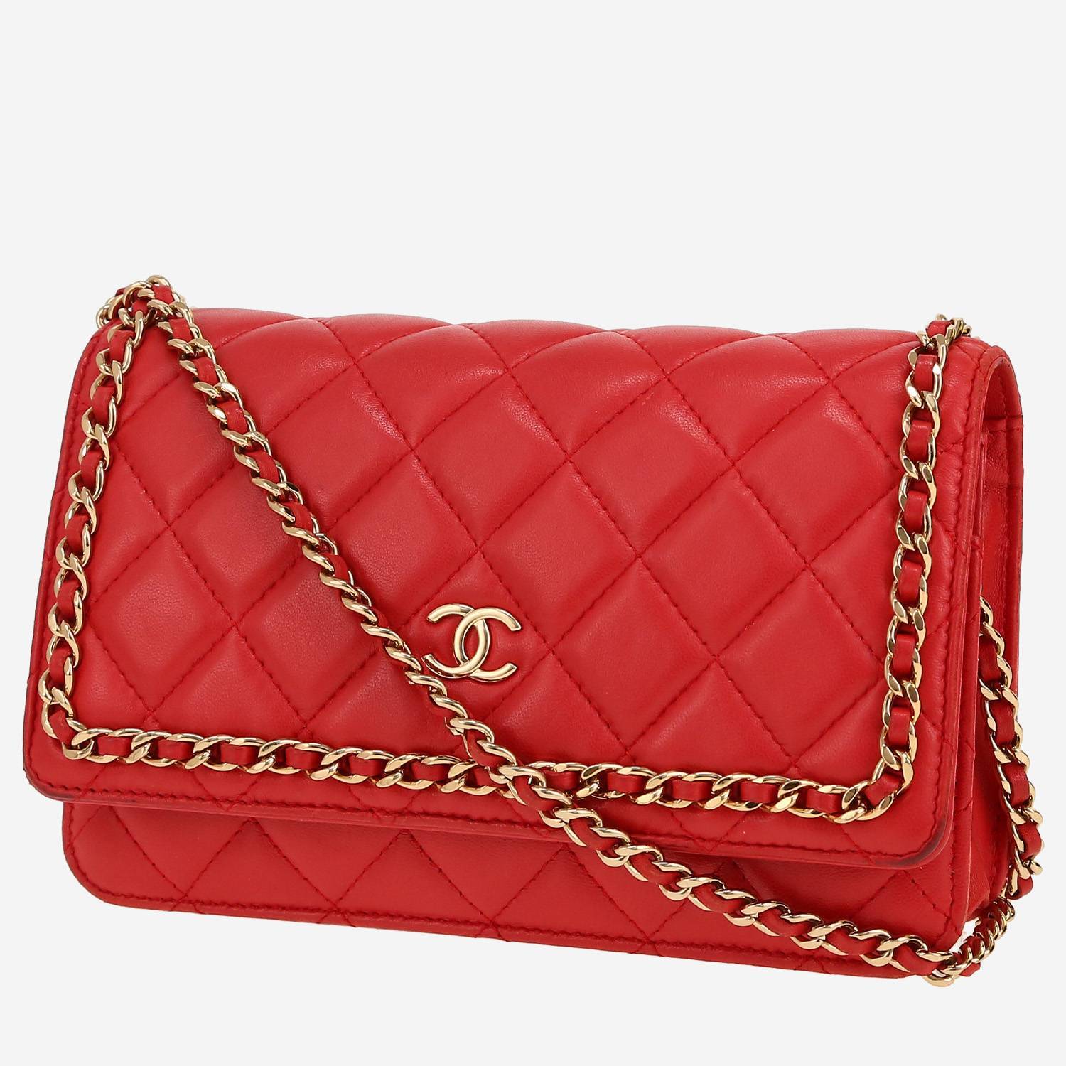 Borsa a tracolla Chanel  Wallet on Chain in pelle trapuntata rossa