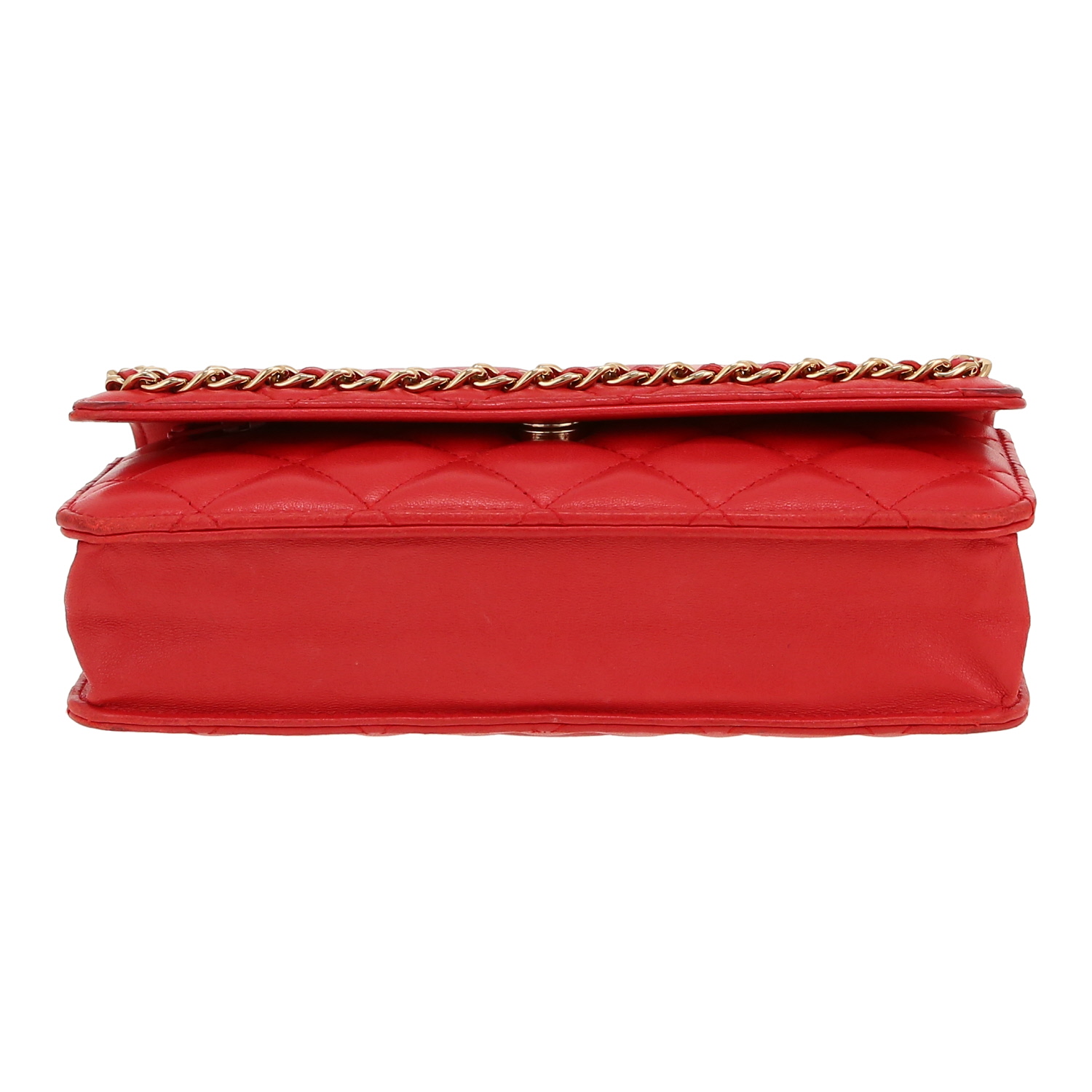 Bolso bandolera Chanel  Wallet on Chain en cuero acolchado rojo - Detail D1