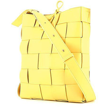 Sac bandoulière Bottega Veneta Cassette en cuir intrecciato jaune