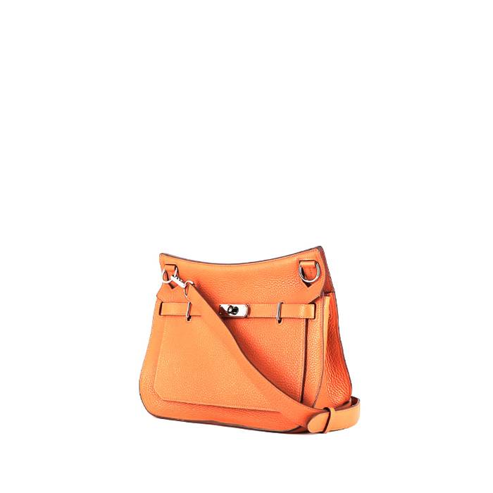 Hermes 28cm Orange Clemence Leather Palladium Plated Jypsiere Bag