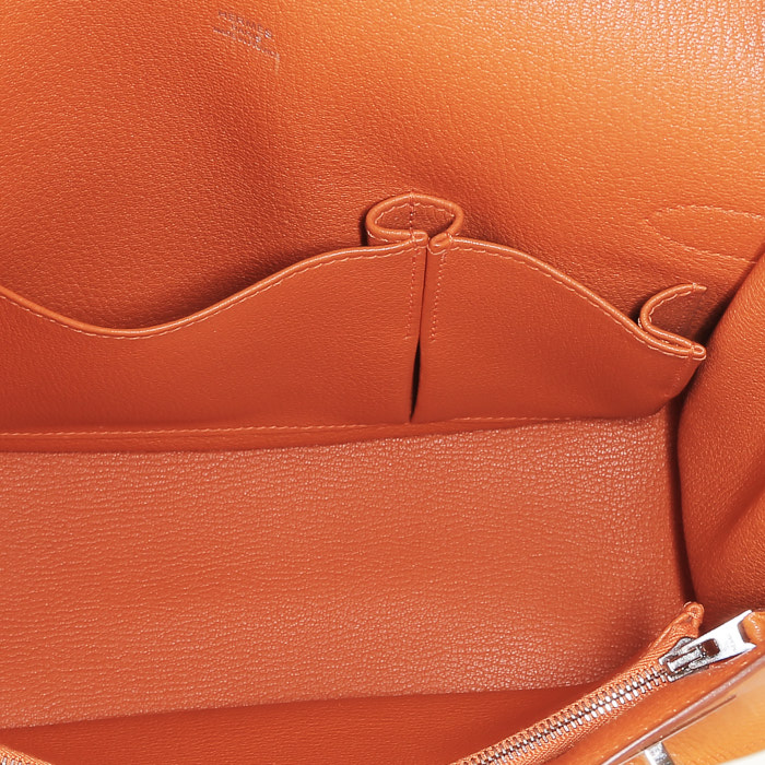 Bolso bandolera Hermes Jypsiere 28 cm en cuero togo naranja - Detail D2