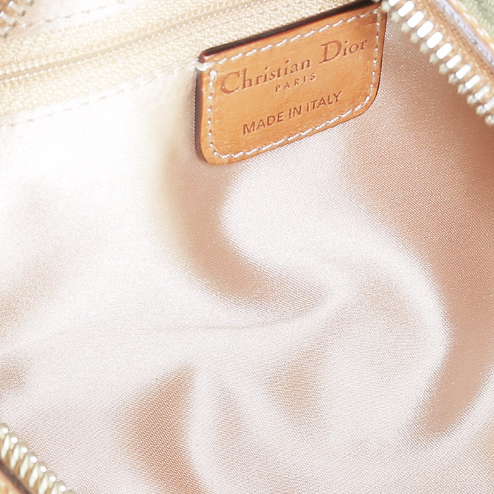 Vintage Dior handbag in green monogram denim canvas and natural leather - Detail D2