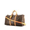 Bolsa de viaje Louis Vuitton  Keepall 50 en lona Monogram marrón y cuero natural - 00pp thumbnail