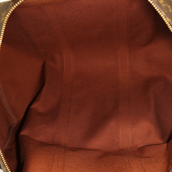 Borsa da viaggio Louis Vuitton  Keepall 50 in tela monogram marrone e pelle naturale - Detail D3