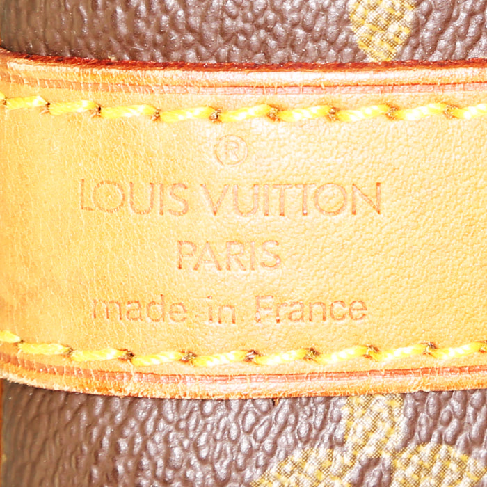 Sac de voyage Louis Vuitton  Keepall 50 en toile monogram marron et cuir naturel - Detail D4
