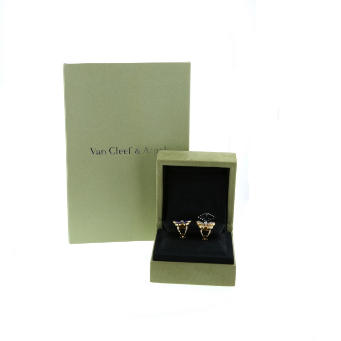 Pendientes Van Cleef 
Arpels Deux Papillons en oro amarillo,  diamantes y lapislázuli - Detail D2