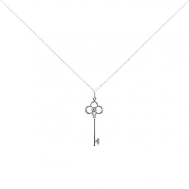 Collar Tiffany 
Co Clé Couronne de oro blanco y diamantes Collar Tiffany 
Co Clé Couronne de oro blanco y diamantes