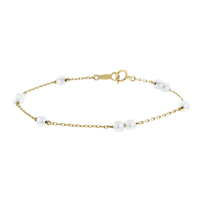 Mikimoto 18ct Yellow Gold Akoya Pearl Heart Bracelet  Martin  Co  Jewellers Cheltenham