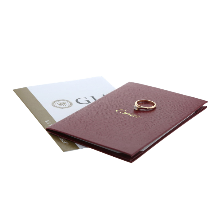 Cartier 1895 solitaire ring in pink gold and diamond - Detail D2